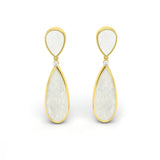 Mother of Pearl and Diamond Teardrop Earrings, 18K Gold