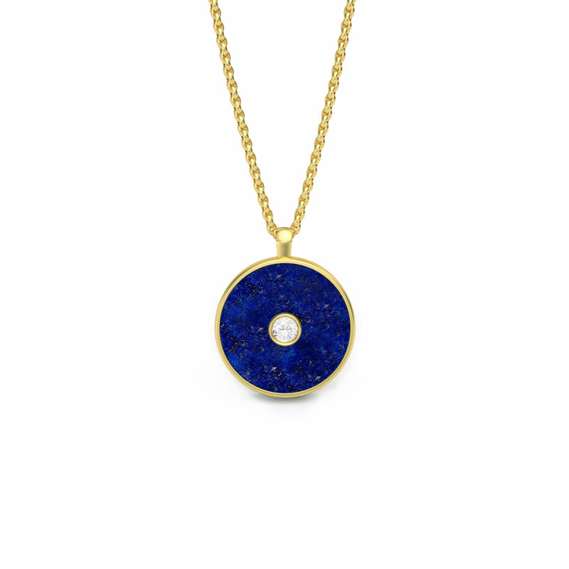 Lapis Lazuli and Diamond Amulet Pendant, 18K Gold