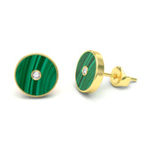 Malachite and Diamond Amulet Earrings, 18K Gold