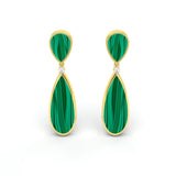 Malachite and Diamond Teardrop Earrings, 18K Gold