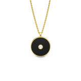 Black Agate and Diamond Amulet Pendant, 18K Gold