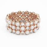 Diamond and Pearl Triple Row Bezel Set Eternity Ring, 18K Rose Gold