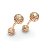 Round sphere Ballon Emerald Cufflinks, 18K Rose Gold