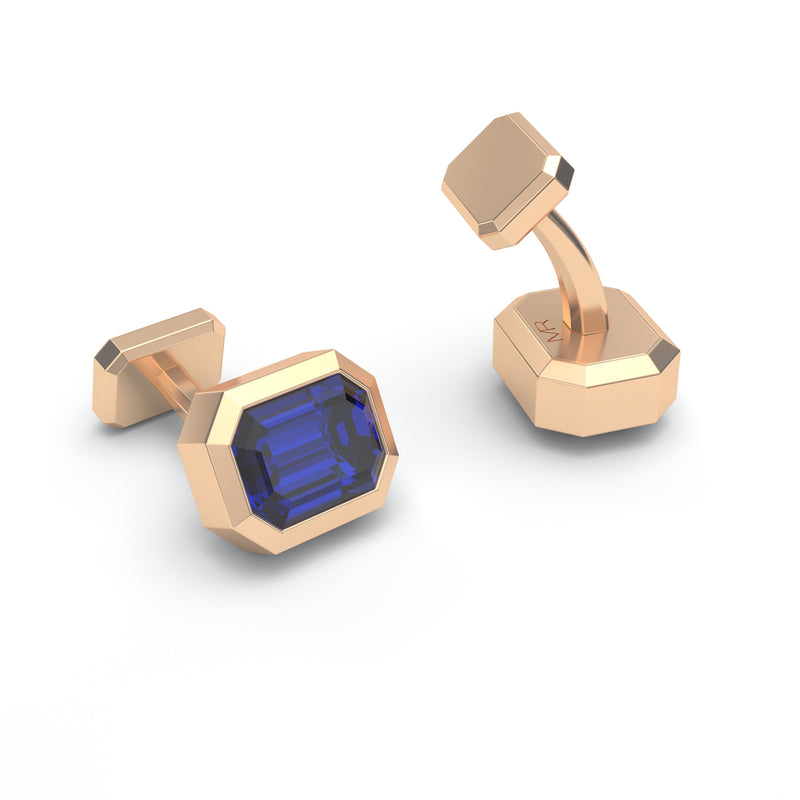 Octagon Blue Sapphire, 18K Rose Gold