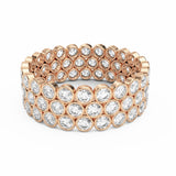 Round Diamond Triple Row Bezel Set Eternity Ring, 18K Rose Gold