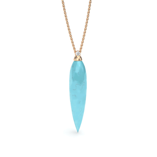 Turquoise and Diamond Spike Pendant, 18K Rose Gold