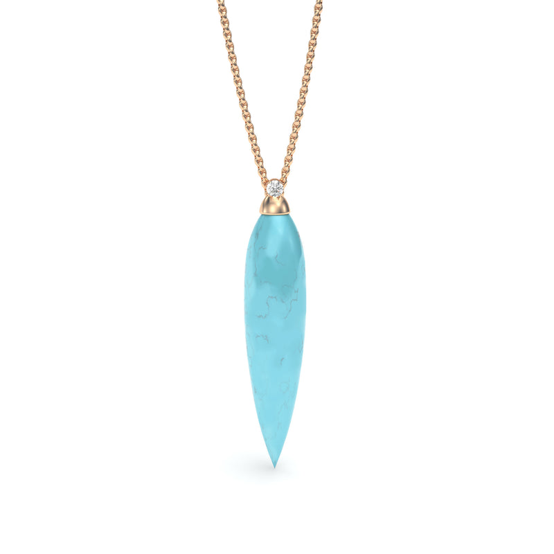 Turquoise and Diamond Spike Pendant, 18K Rose Gold