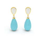 Mother of Pearl and Diamond Teardrop Earrings, 18K Gold