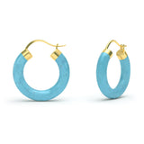 Turquoise Hoop Earrings, 18K Yellow Gold