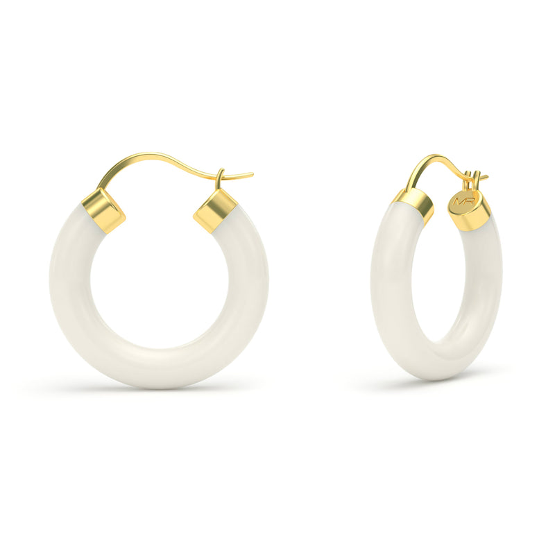 WHITE AGATE Hoop Earrings - MARCELLO RICCIO®