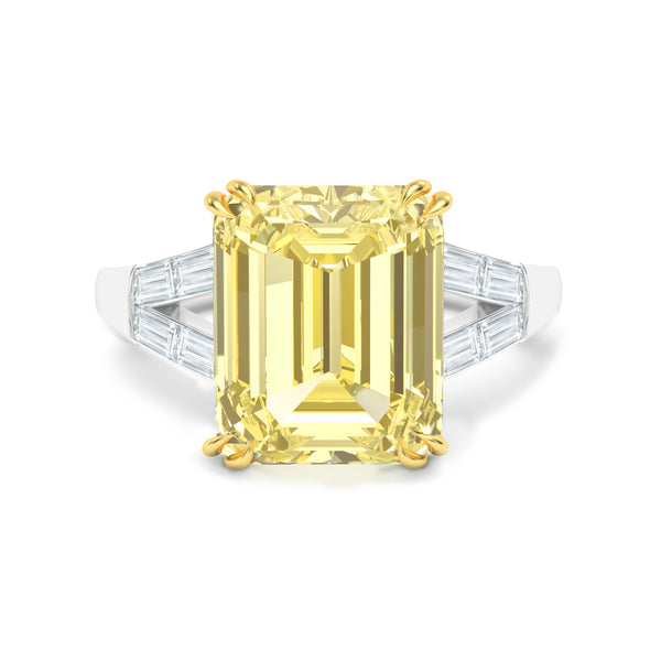 YELLOW SAPPHIRE & DIAMOND BAGUETTE CLAW SET Ring